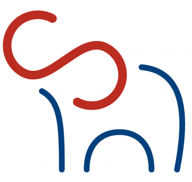 Stilisierter Elefant aus den Buchstaben A und S für Armin Schobloch